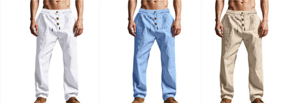 Men's Loose Fit Straight-Leg Casual Trousers | Breathable Summer Beach Pants