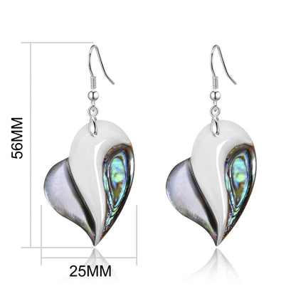 Abalone Shell Heart Drop Earrings