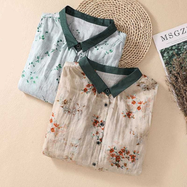 Women's Cotton-Linen Printed Shirt