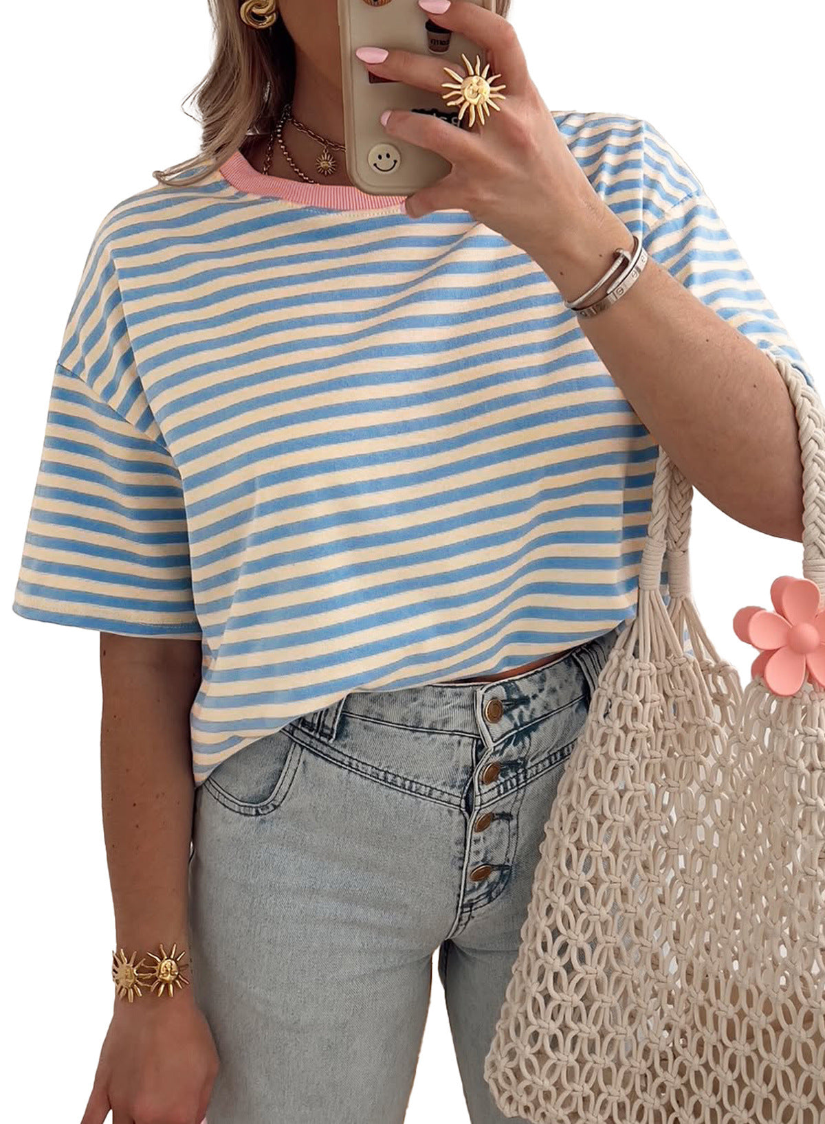 Women's Striped Colour-Block Pullover