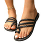 Women's Flat Slippers Plus Size Woven Casual Slippers