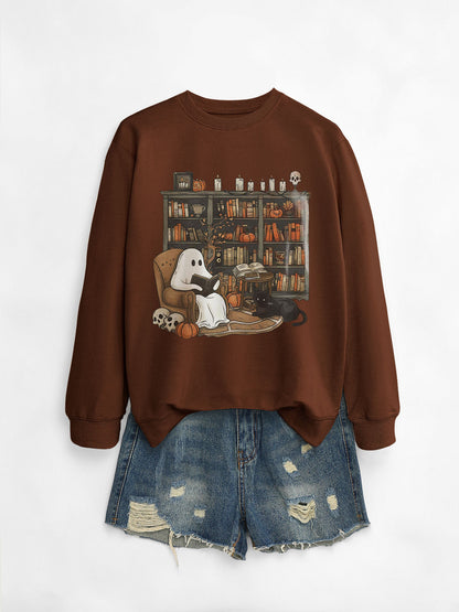 Womens Bookshelf Ghost Sweater