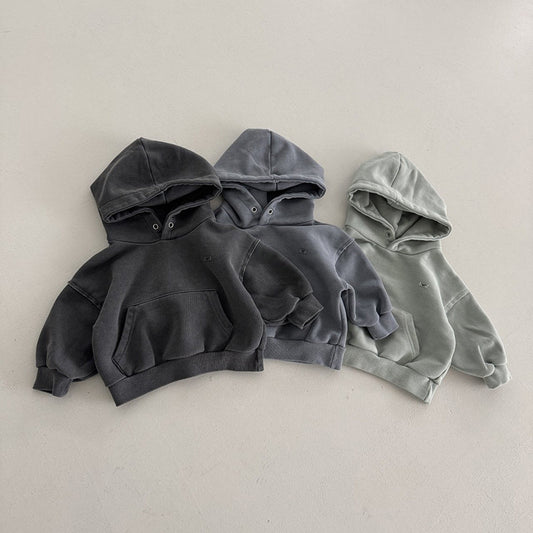 Boys Solid-Colored Hoodie Childrens Versatile Long-Sleeve Sports Top