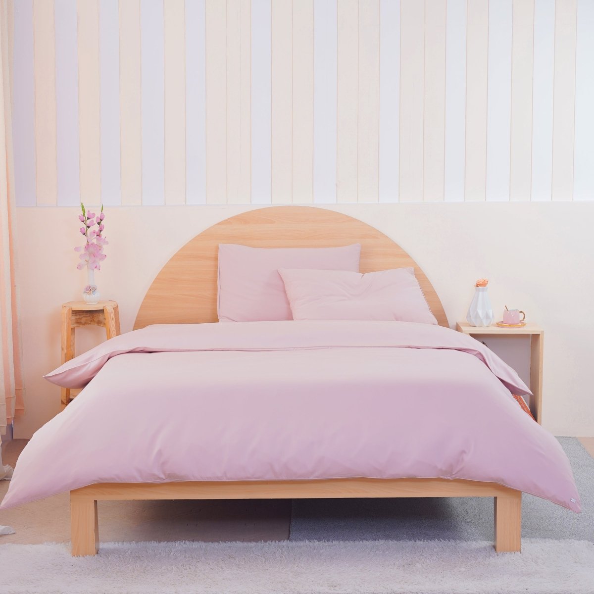 Ackly Bamboo Blush Pink Duvet Cover Set