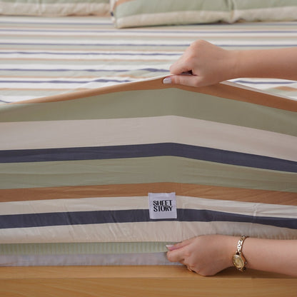 Ackly Bamboo - Harmony Stripe Duvet Cover, Fitted Sheet & Pillowcases Set