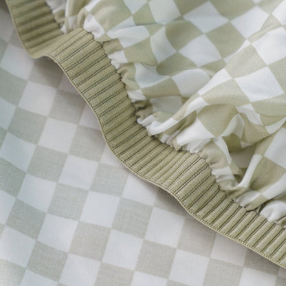 Ackly Bamboo Sage Checkered Duvet Cover Set