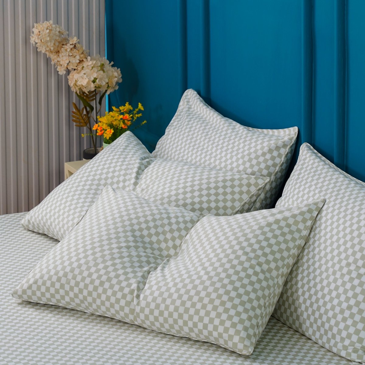 Ackly Bamboo - Sage Green Checkerboard Pillowcases Pair
