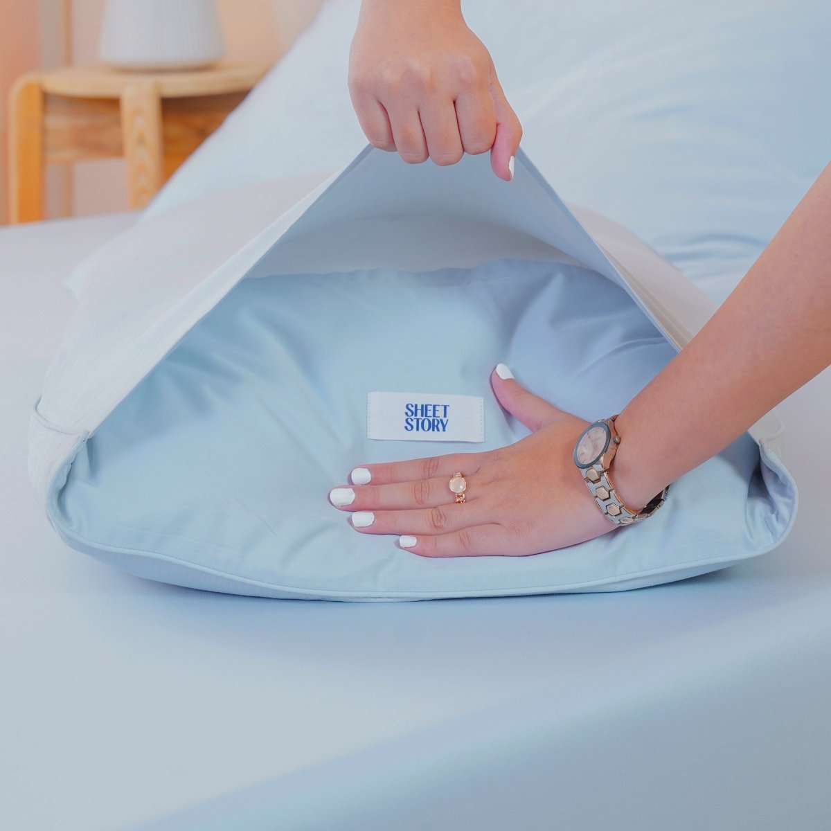 Ackly Bamboo Sky Blue Duvet Cover Set