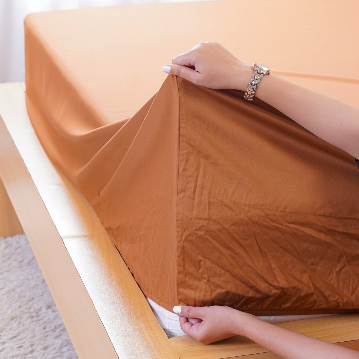 Ackly Bamboo - Terracotta Orange Fitted Sheet