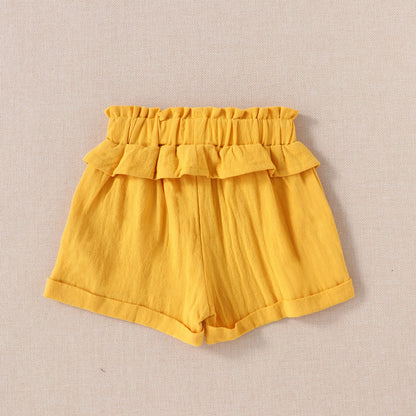 Childrens Sleeveless Embroidered Shirt Top Shorts Two-piece Set