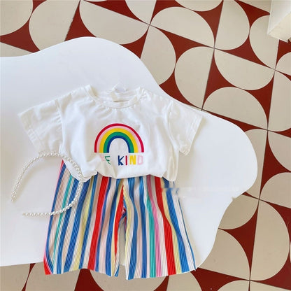 Girls Rainbow Short-sleeved Two-pieces
