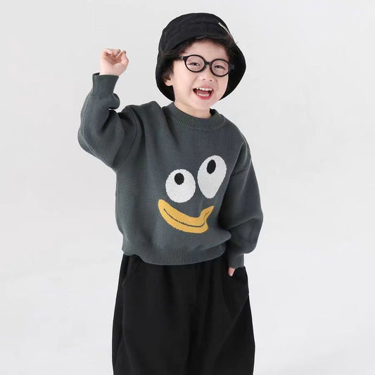 Cute Patterned Crew-neck Top For Boys