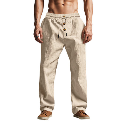 Men's Loose Fit Straight-Leg Casual Trousers | Breathable Summer Beach Pants