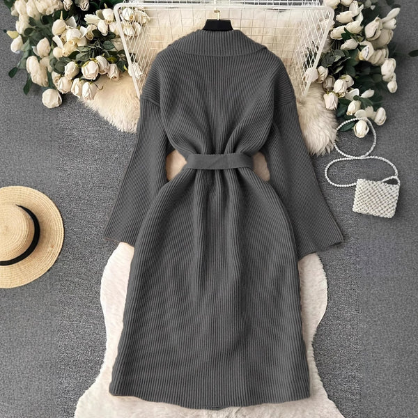 Elegant Minimalist Long-style Fashion Knit Cardigan Coat