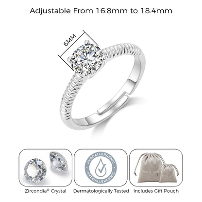 Adjustable Crystal Ring Created with Zircondia® Crystals