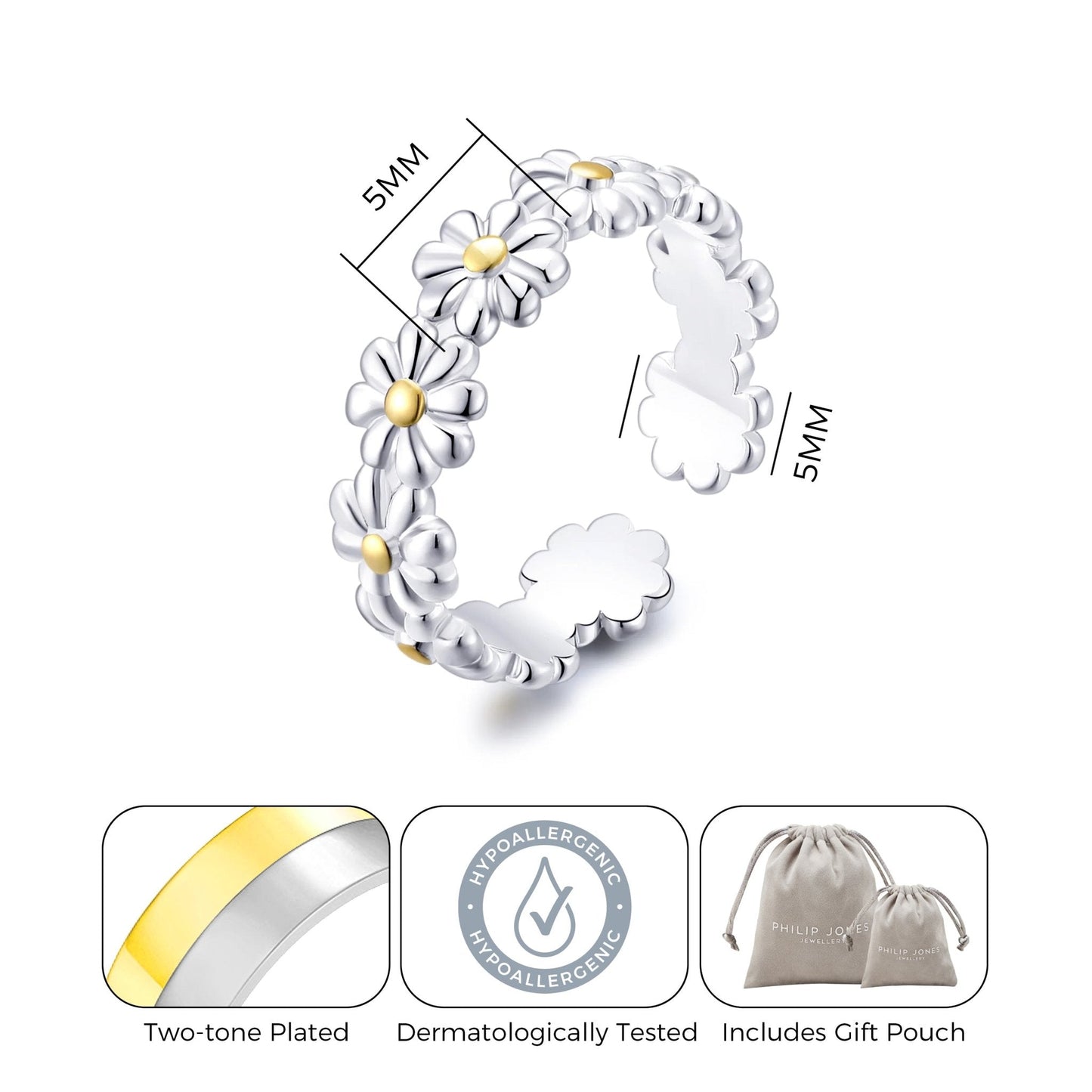 Adjustable Daisy Eternity Ring