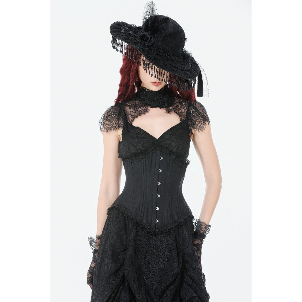 Corset long Talia Gothic Dark in Love avec baleines en métal