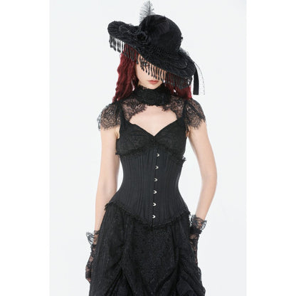 Corset long Talia Gothic Dark in Love avec baleines en métal