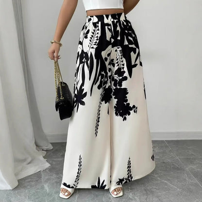 Women’s Casual Printed Pants – Lace-up Waist Slim Fit Summer Fashion