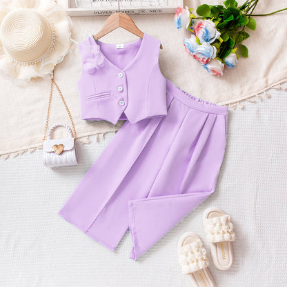 Girls Sleeveless Vest Top & Shorts Two-Piece Set