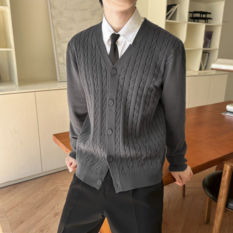 Cable-Knit Sweater Mens And Womens Slim-Fit