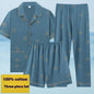 Men's Pajamas Summer Cotton Short Sleeve Trousers Three-piece Set