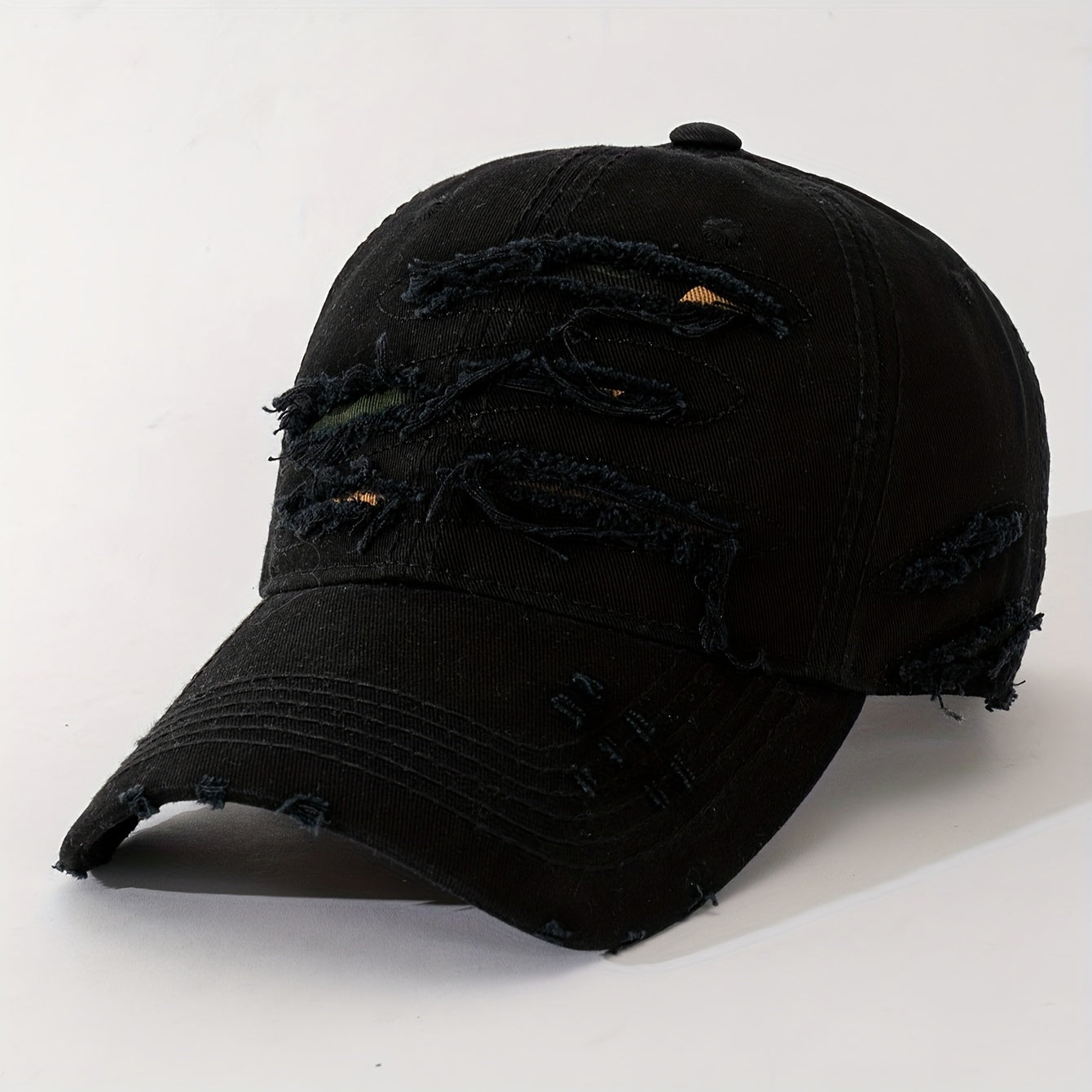 Casquette de baseball légère et réglable avec texte brodé au dos, tissu multicouche effet vieilli –