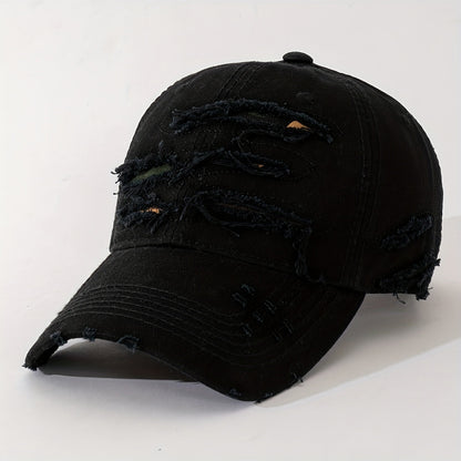 Casquette de baseball légère et réglable avec texte brodé au dos, tissu multicouche effet vieilli –