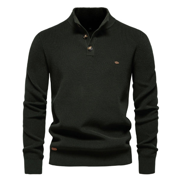 Men's Zipper Stand Collar Knitted Sweater