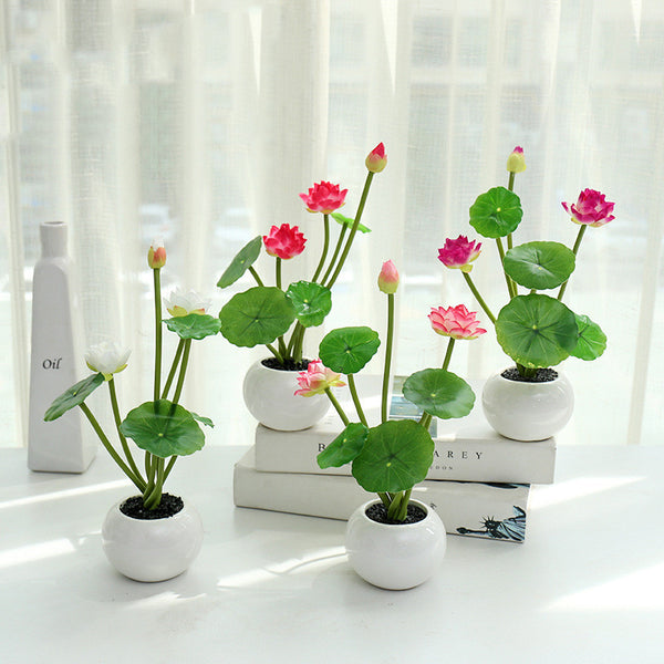 Mid-round Lotus Artificial Flower Bonsai - Stuffs & Savers