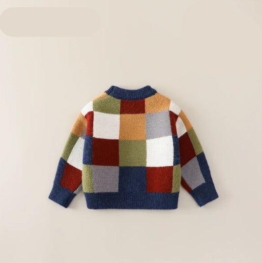 Stylish Vintage Color-block Sweater For Boys