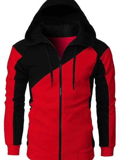 Sweat à capuche zippé color block pour homme
