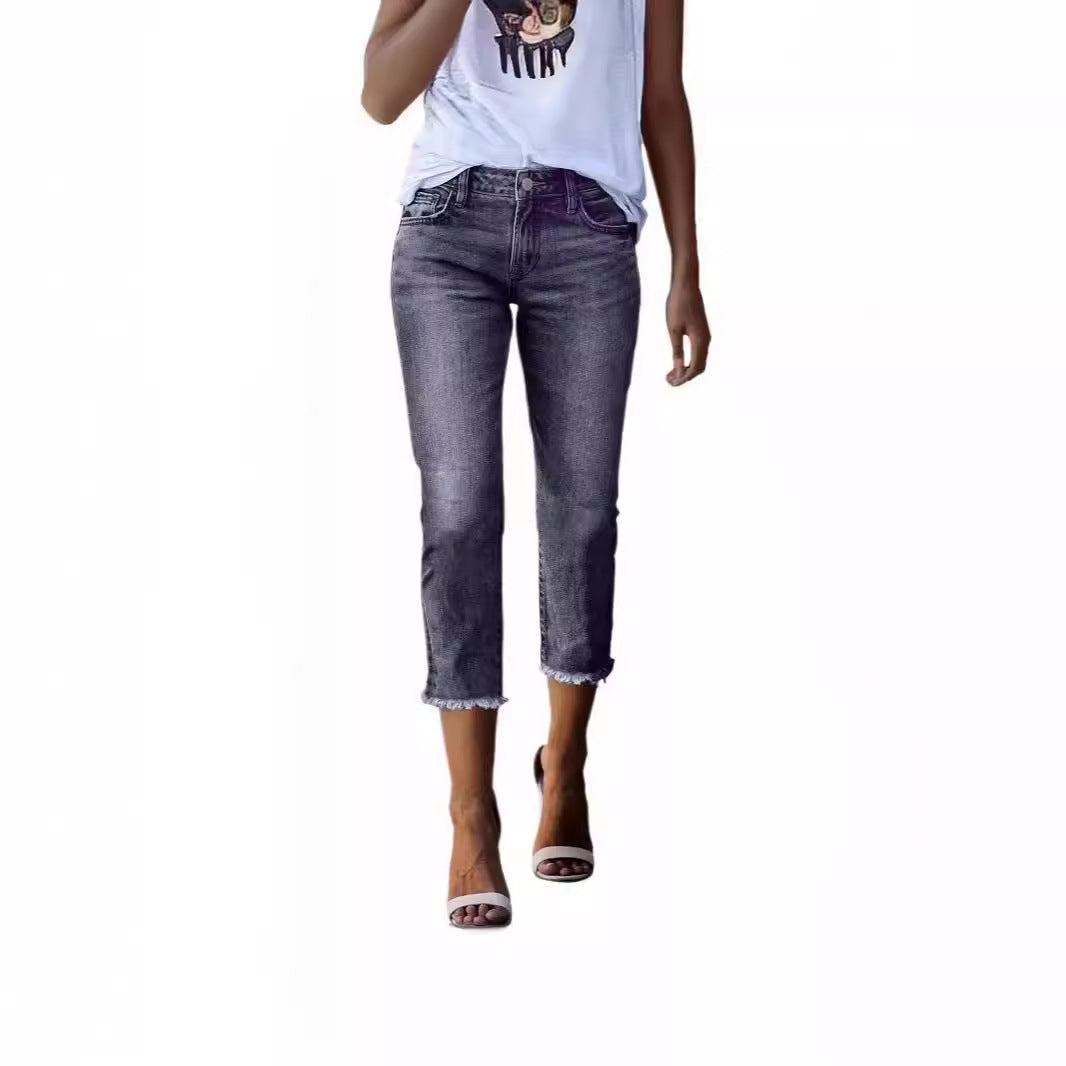 Womens Retro Slim-fit Stretch Jeans