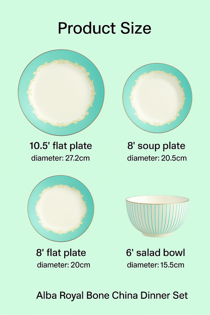 Alba Royal Bone China Dinner Set - 16 | 24 Piece