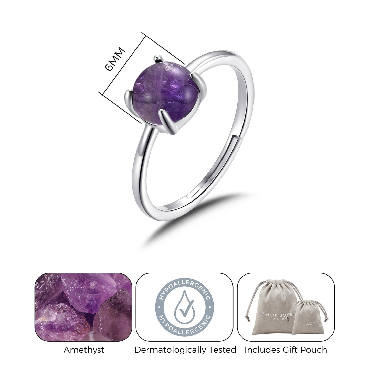 Amethyst Adjustable Ring