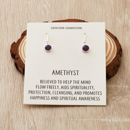 Amethyst Drop Earrings with Quote Card