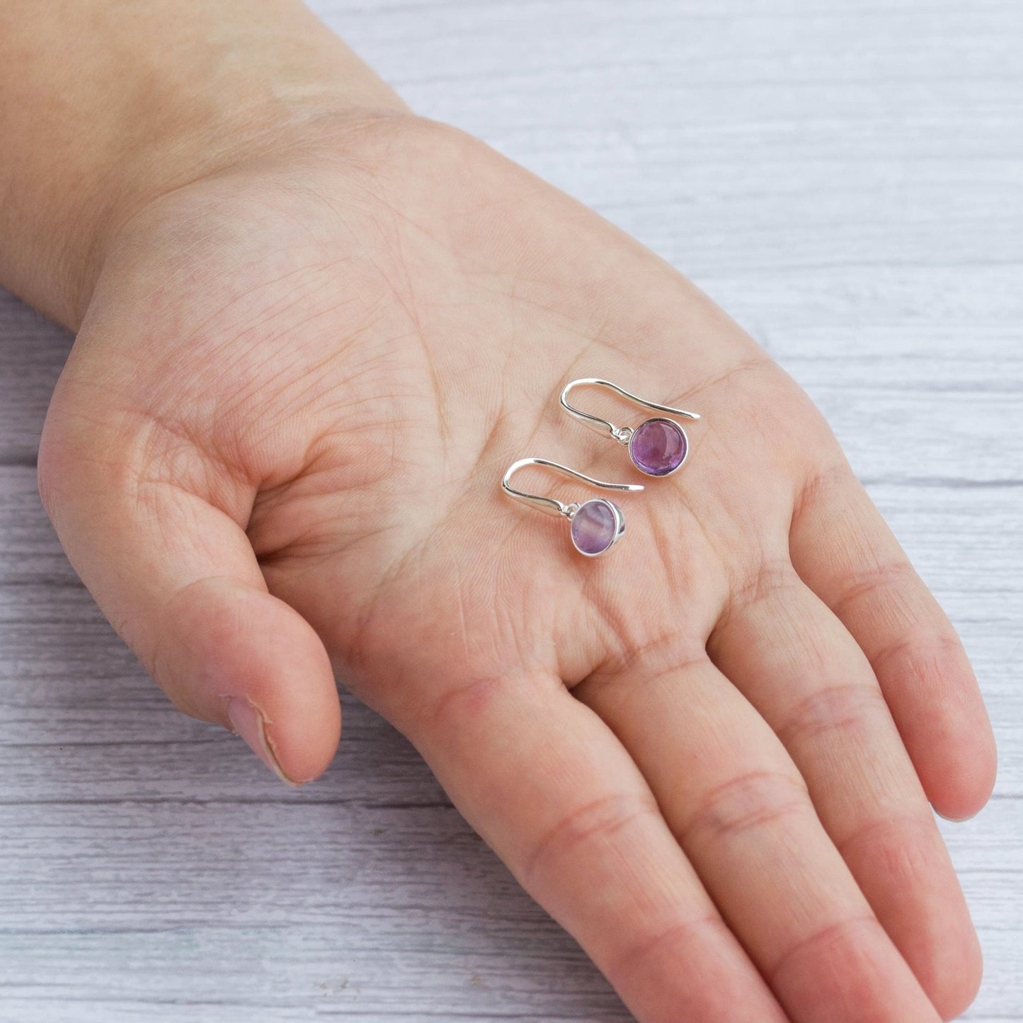 Amethyst Drop Earrings with Quote Card
