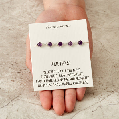 Amethyst Gemstone Bracelet with Quote Card