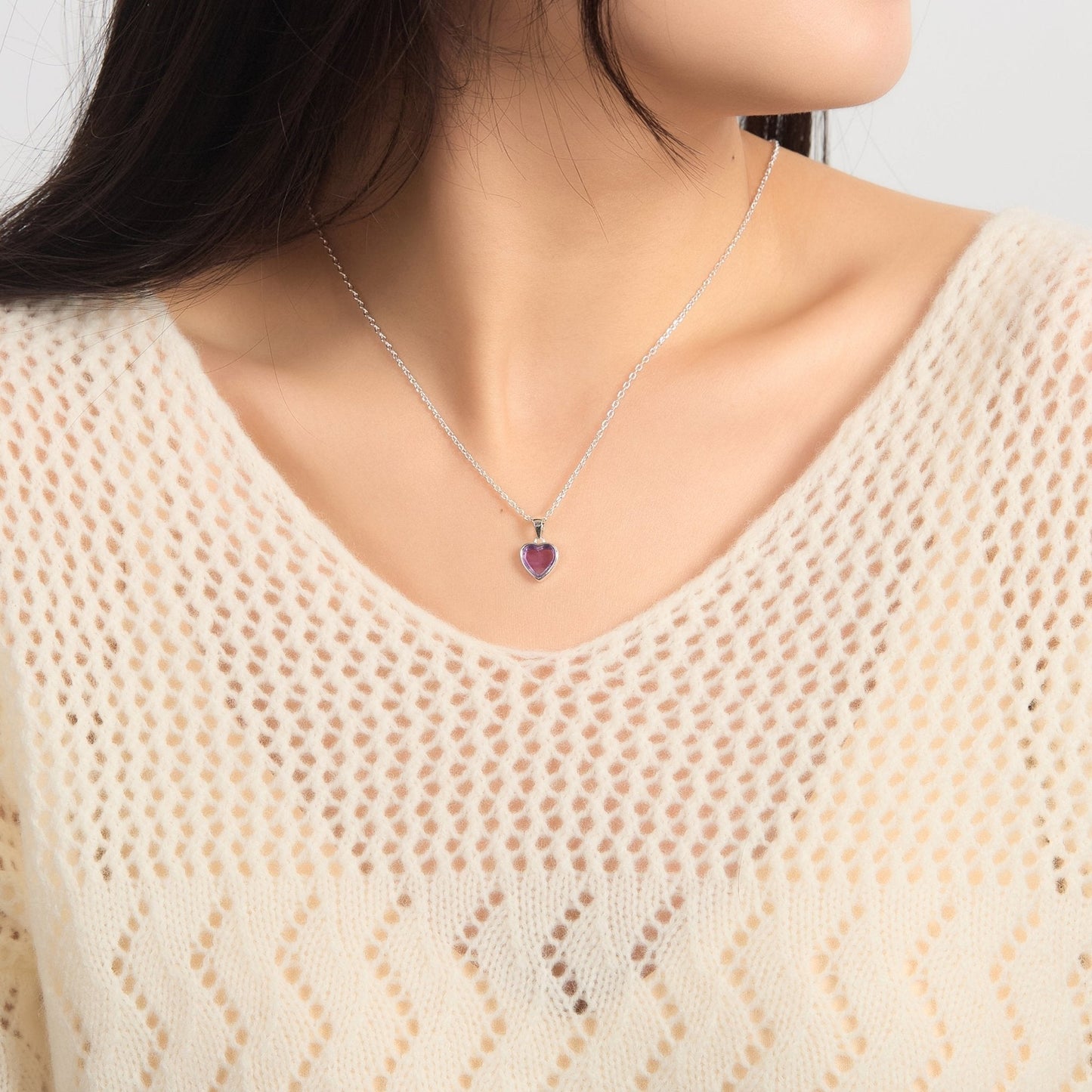 Collier Cœur en Améthyste