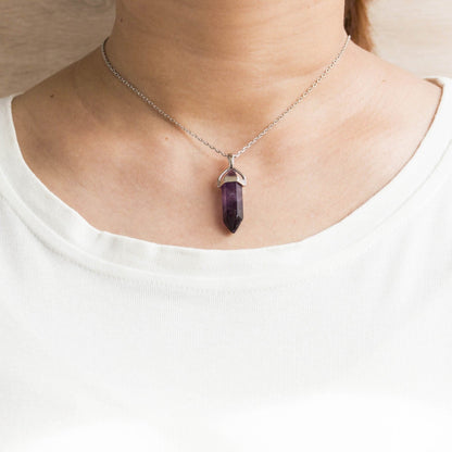Amethyst Gemstone Necklace with Quote Card