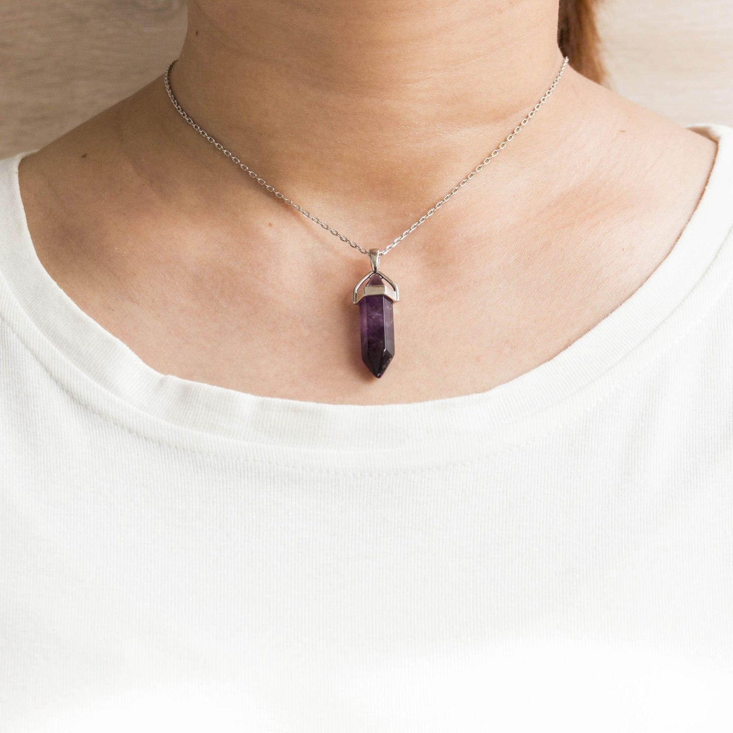 Amethyst Gemstone Necklace with Quote Card
