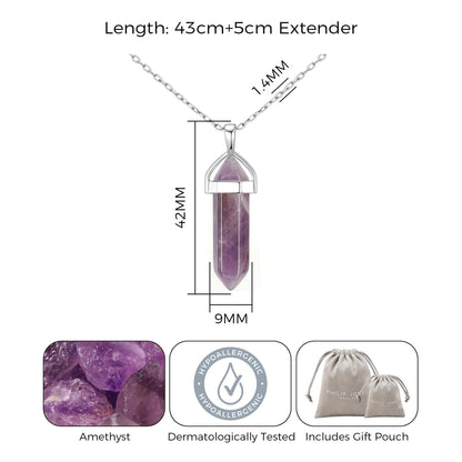 Amethyst Gemstone Necklace with Quote Card