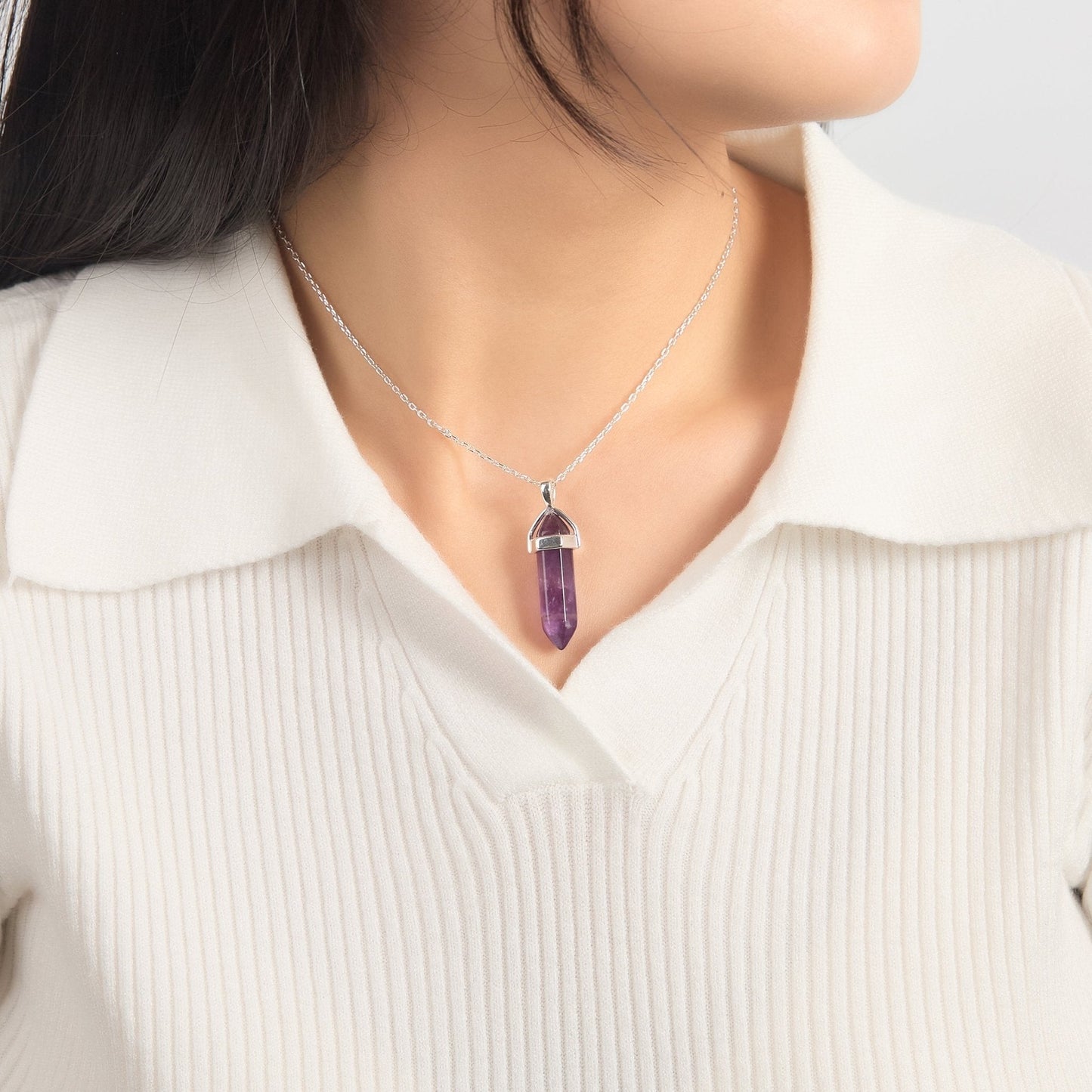 Amethyst Gemstone Necklace with Quote Card
