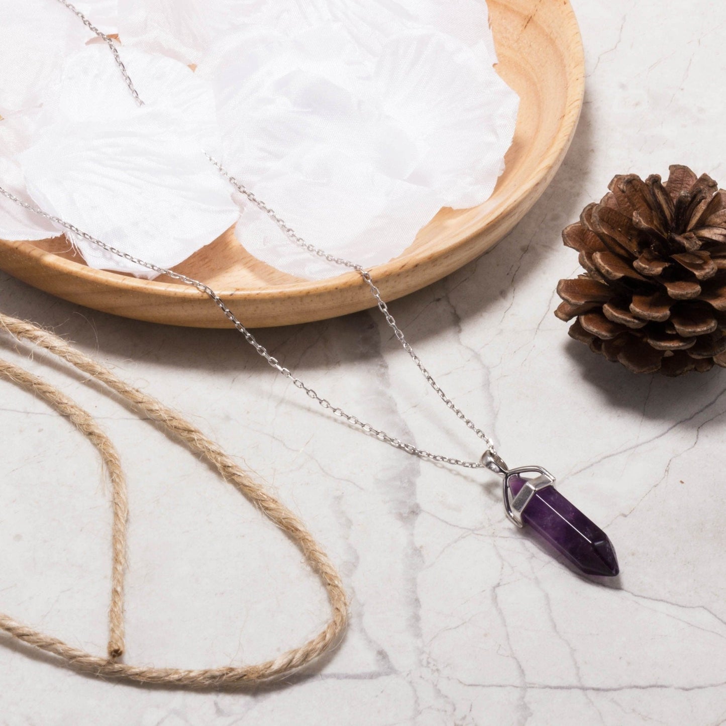 Amethyst Gemstone Necklace with Quote Card
