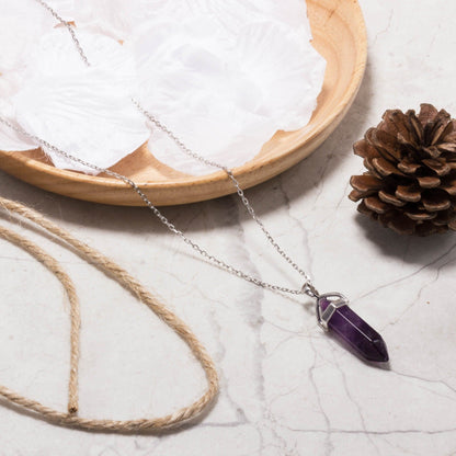 Amethyst Gemstone Necklace with Quote Card