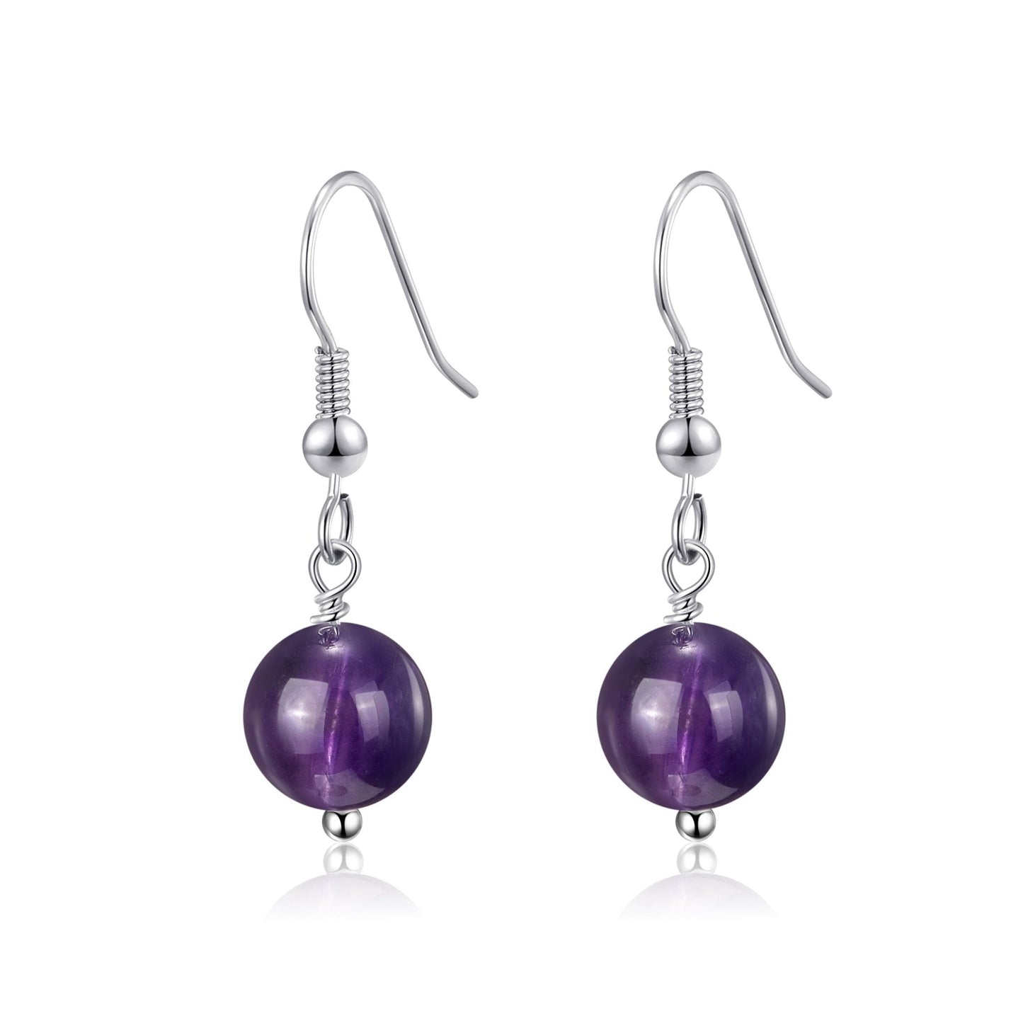 Amethyst Gemstone Round Drop Earrings with Quote Card
