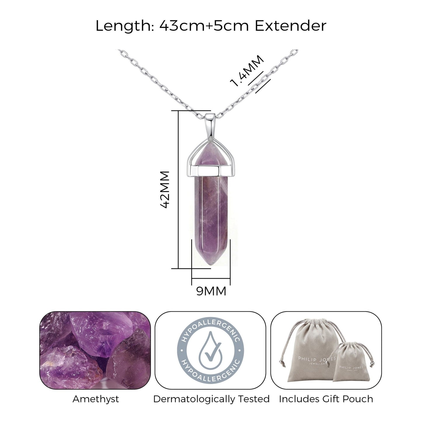 Collier en améthyste véritable