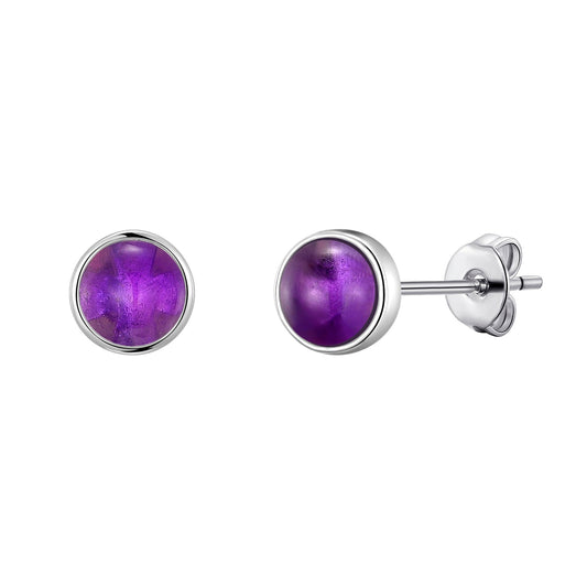 Amethyst Stud Earrings with Quote Card