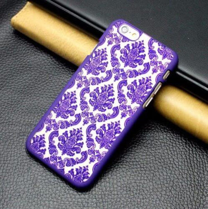 Coque rigide mate violette motif damassé vintage - Pour iPhone 6 / 6s