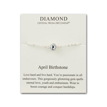 April (Diamond) Birthstone Anklet Created with Zircondia® Crystals